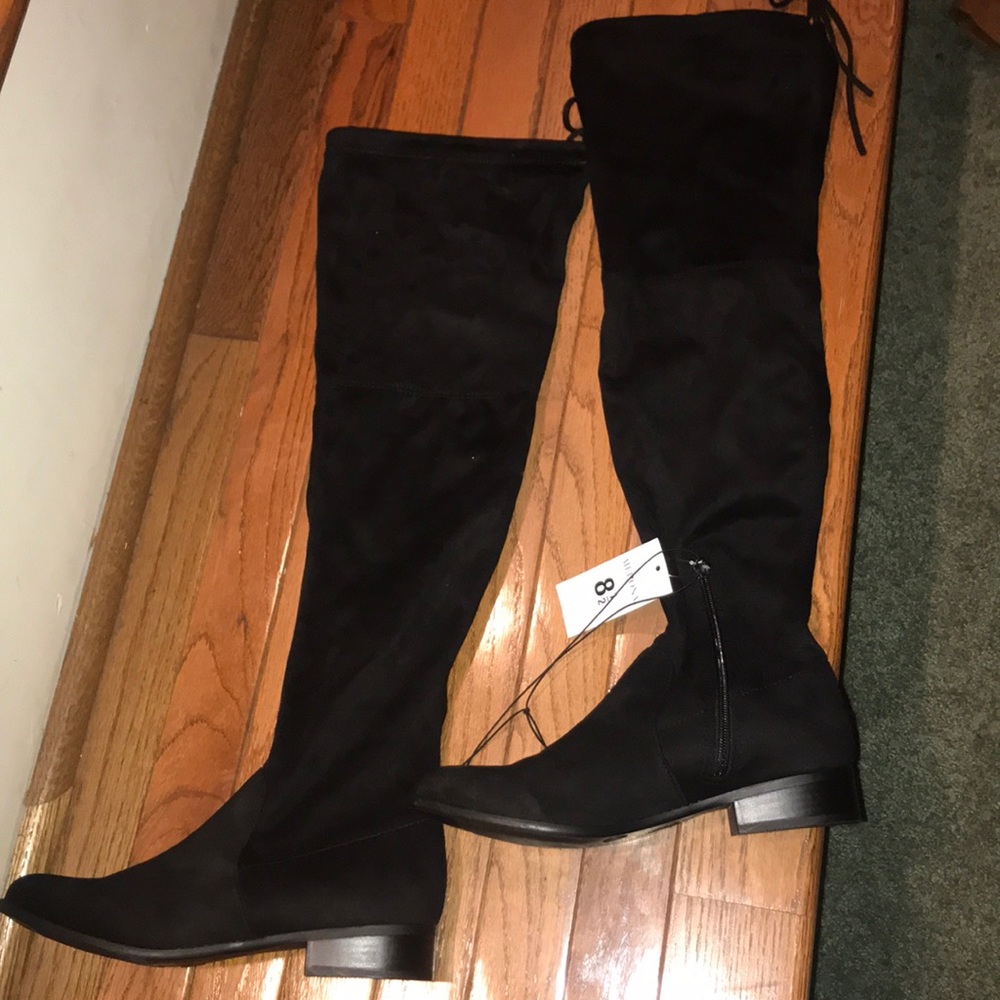 Black suede over the knee boots